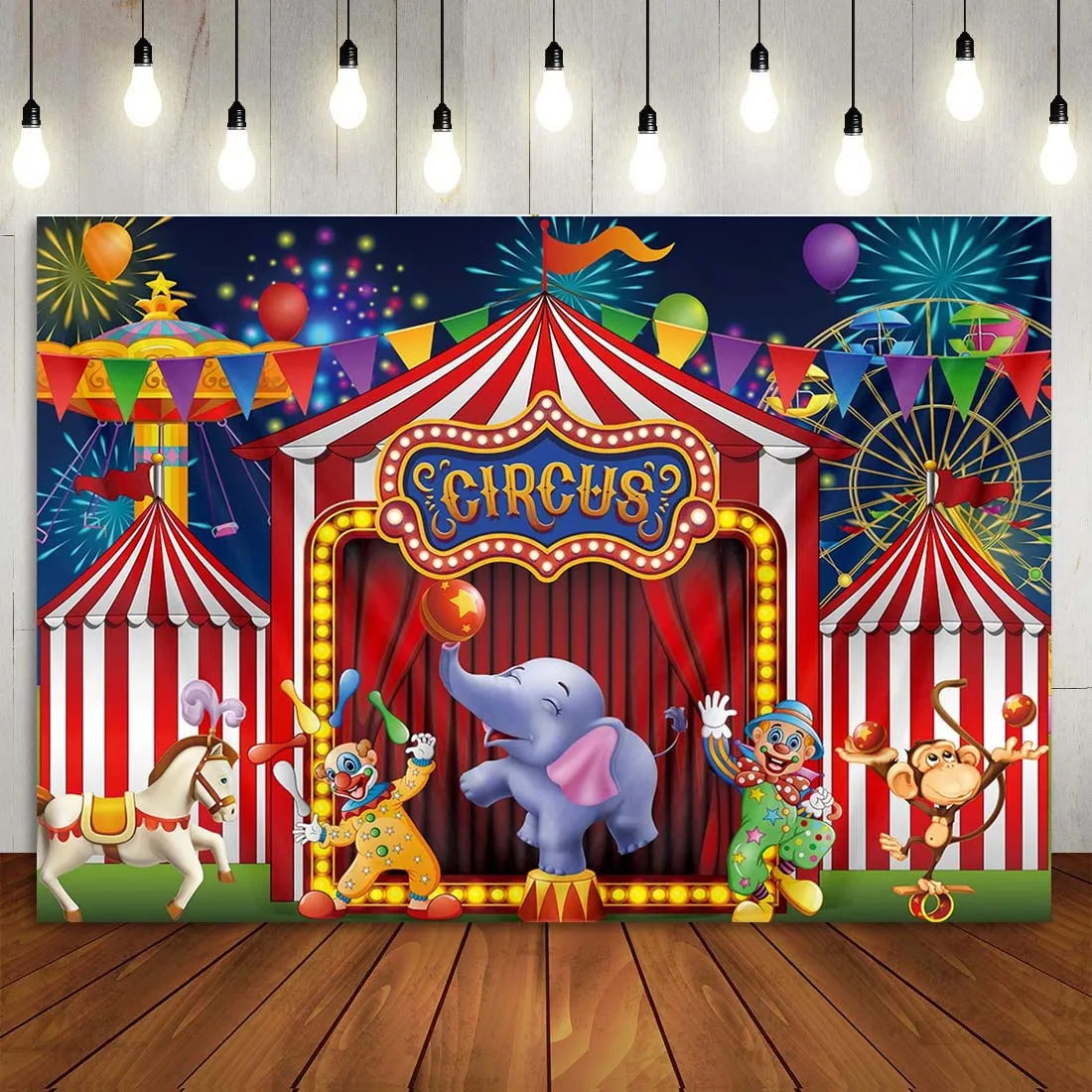 

Circus Theme Backdrop Amusement Park Tents Playground Kids Boy Girl 1st First One Birthday Party Background Photo Baby Shower