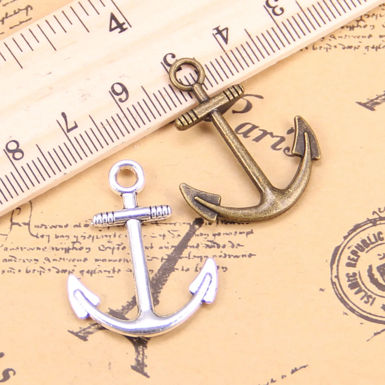 58 шт. Подвески для изготовления ювелирных изделий морской якорь 31x25 мм