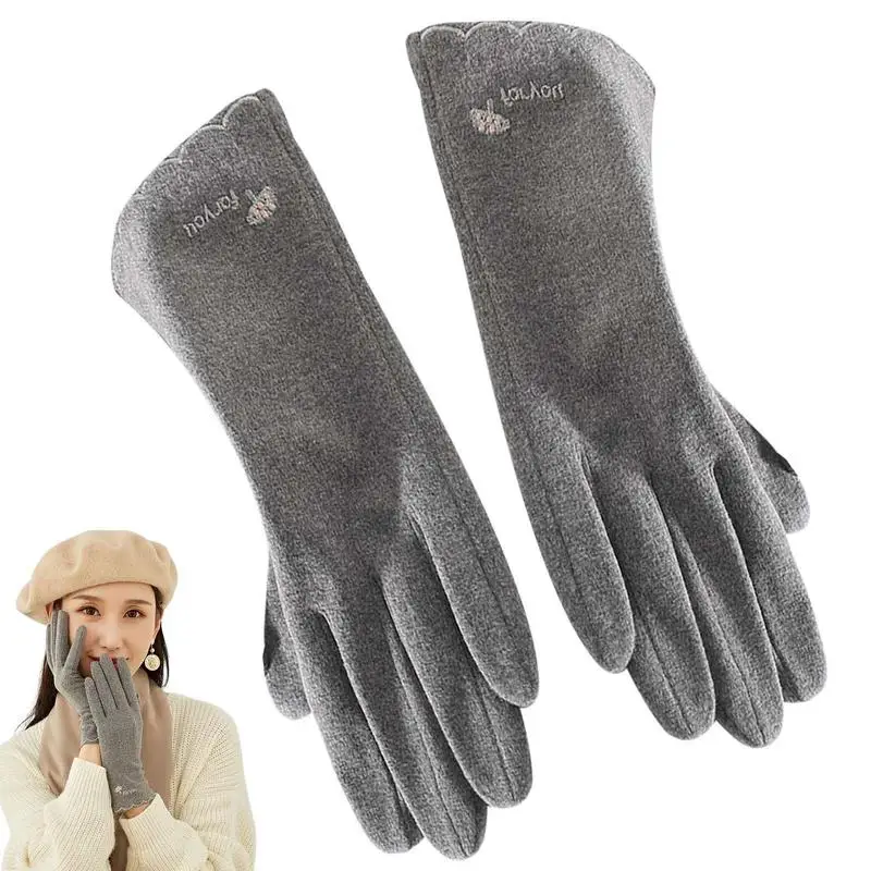

Женские теплые перчатки для сенсорного экрана, женские классические эластичные перчатки для сенсорного экрана для холодной погоды, зимние ...
