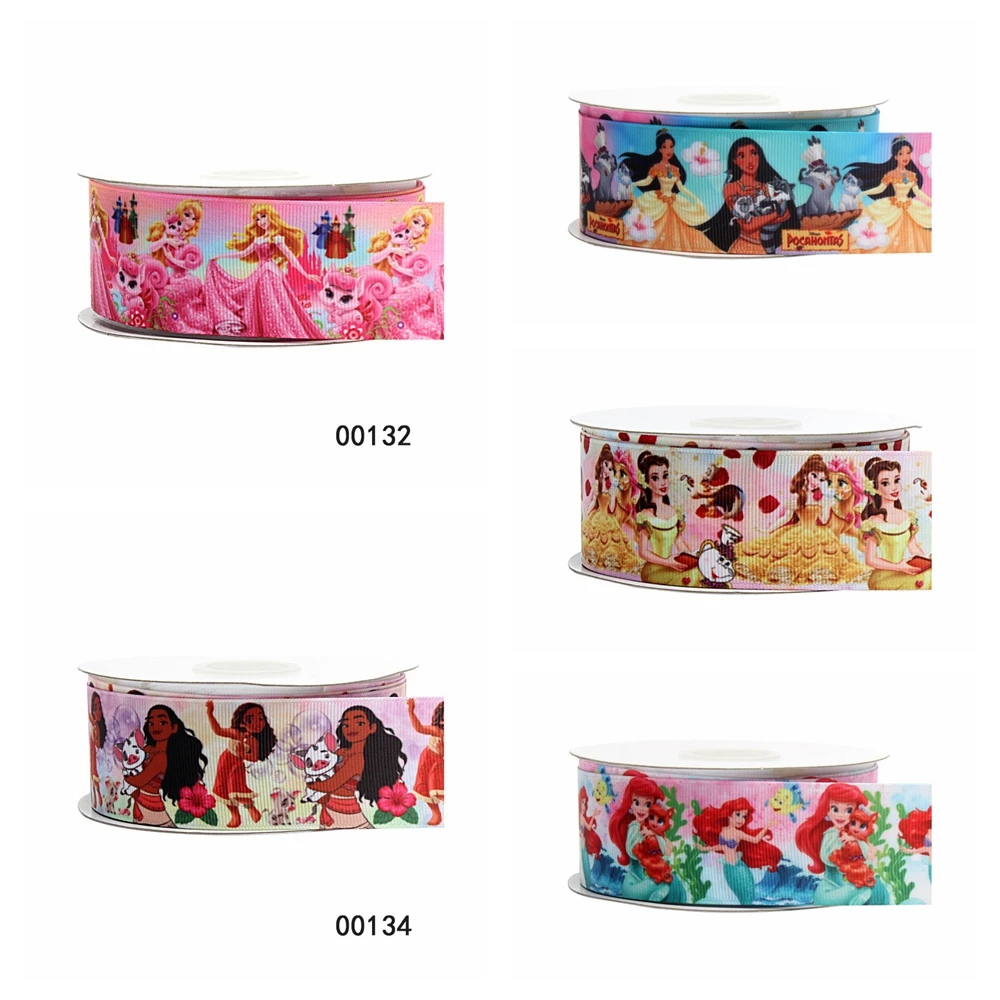 

Disney Princess Pocahontas Aurora Grosgrain Ribbon Printed 50yards FOE for DIY Bows Craft Supplies Decoration Handmade Materials