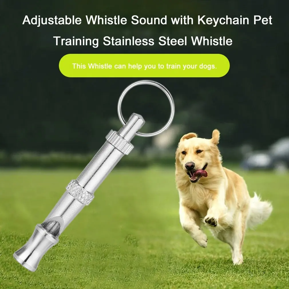 

Pet Dog Training Adjustable Whistle Sound with Keychain for Dog Pet Pet Dog Training Stainless Steel Whistle Key Chain