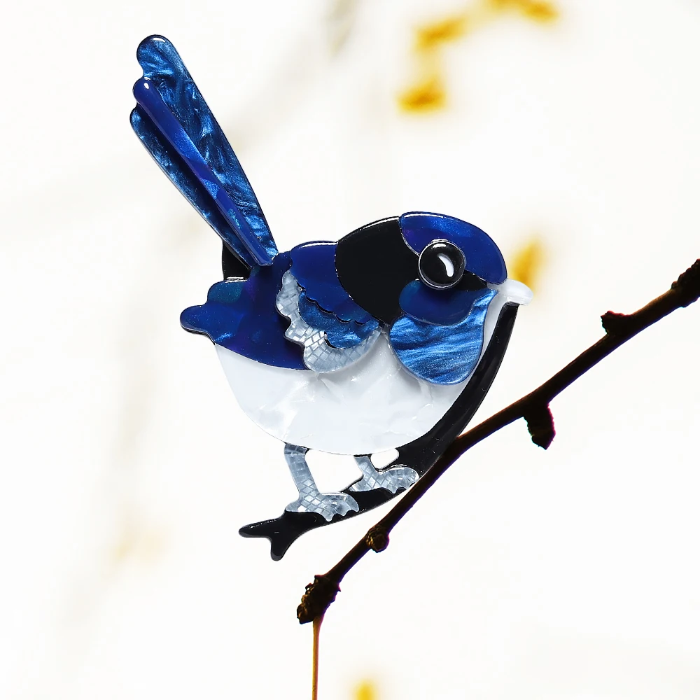 Handmade Acrylic Animal Bird Brooches for Women Men Lovely Sitting Pet Casual Party Brooch Pin Gifts Jewelry Accessories