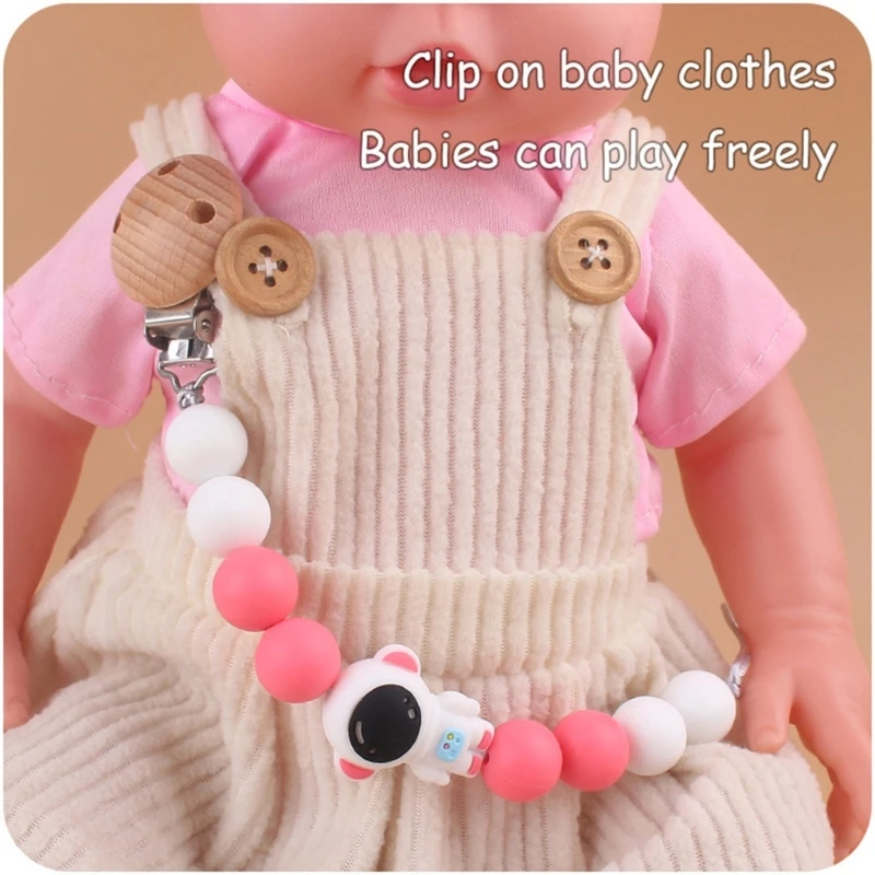 

Силиконовый держатель-цепочка для соски, Прорезыватель для зубов и соски с астронавтом против падения, ремешок для соски, игрушка для прорезывания зубов, подарок для новорожденных, A2UB