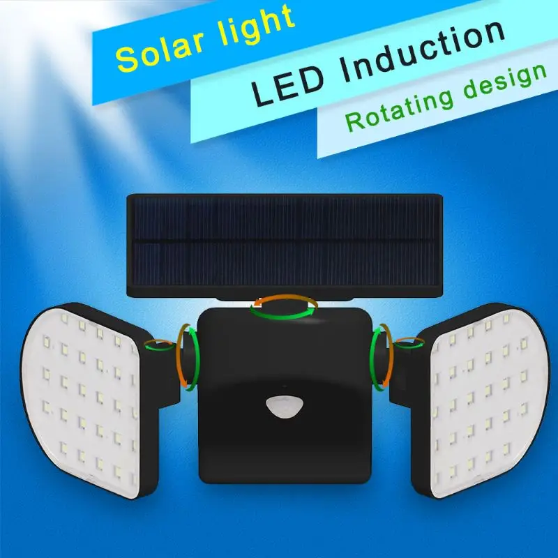 

56LED Solar Dual Head Light Solar PIR Motion Sensor Spotlight Waterproof Outdoor Adjustable Angle Light for Garden Lighting