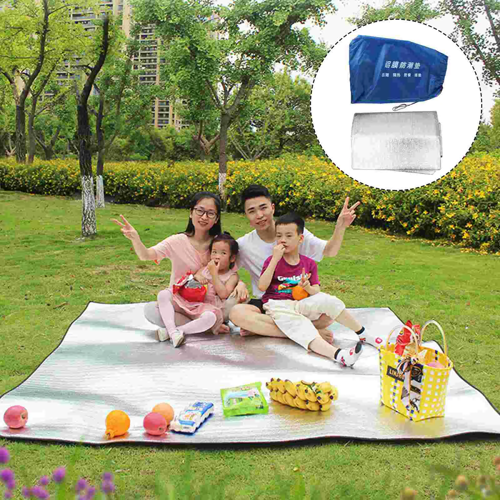 

Mat Picnic Tent Camping Blanket Floor Rug Cushion Pocket Mattress Sleeping Footprint Padding Pad Carpet Large Foil Aluminum