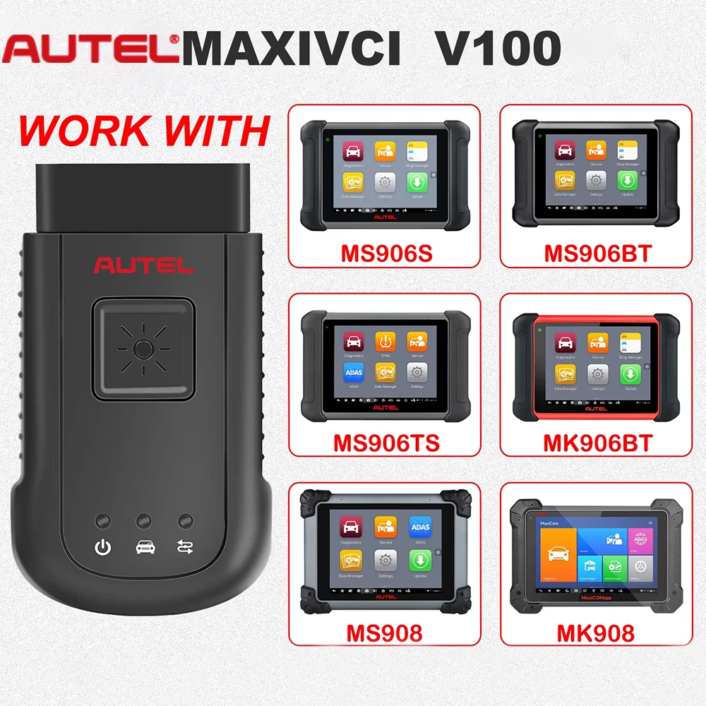 

Беспроводной диагностический интерфейс Autel MaxiSYS-VCI 100, MaxiVCI V100 для MS906BT/MK908P/Elite/MS908 Maxisys Bluetooth-разъем