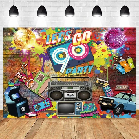 Декорированный фон для фотосъемки в стиле хип-хоп в стиле 80-х годов с изображением музыкальной диско-вечеринки детский день рождения граффити танцевальный фон баннер в стиле ретро