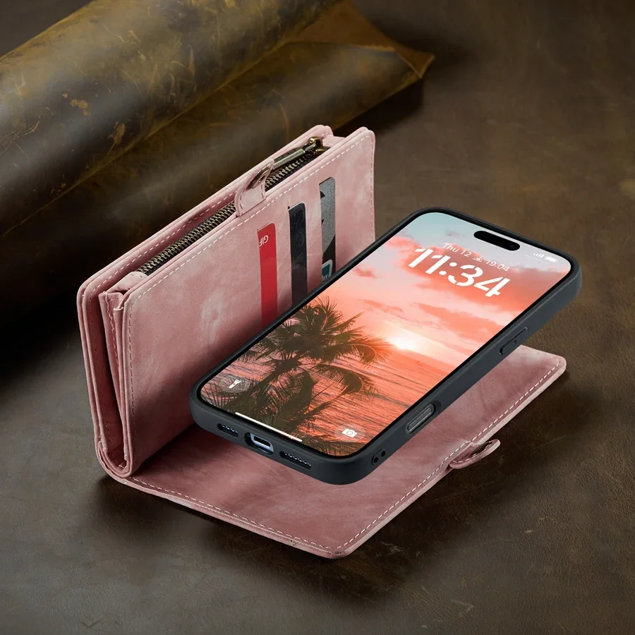 Роскошный кошелек 2 в 1 + Сильный магнитный чехол для телефона с беспроводной