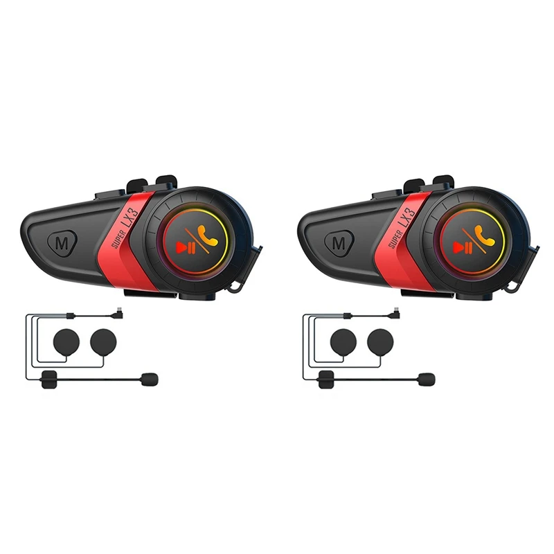 

2 Pcs LX3 Helmet Bluetooth Headset Bluetooth 5.0 Motorcycle Riding Wireless Call Stereo Anti-Interference Headset