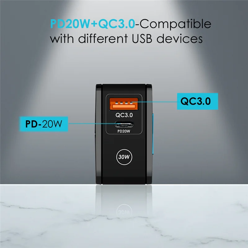 30W USB Charger PD USB Fast Charging Moible Phone Adapter For iPhone 14 13 Samsung Xiaomi Huawei Quick Charge 3.0 Wall Charger