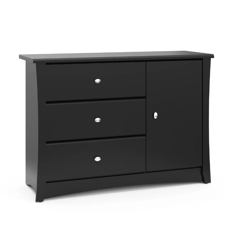 Storkcraft Crescent 3 Drawer Modern Combo Dresser Black bedroom furniture  vanity table