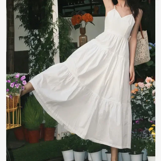 Женское облегающее платье без рукавов Элегантное Длинное белое пляжное для