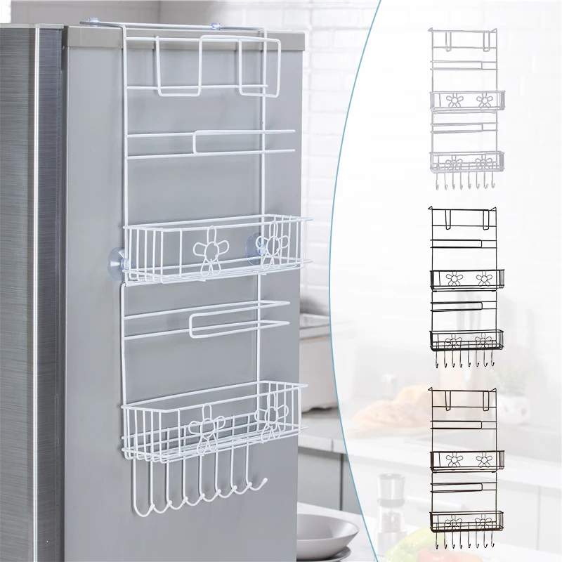 

Kitchen Multifunction Refrigerator Storage Rack Organizer Shelf Punch-free Multi-layer Wall Mount Bracket Storage Hanging Holder