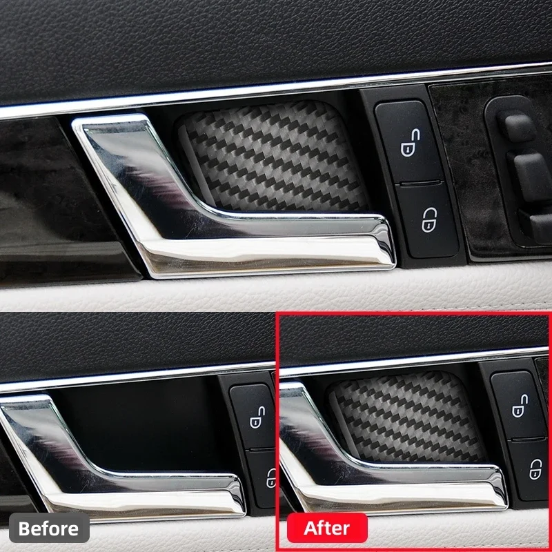 For Mercedes Benz C CLASS W204 2007-2014 Car Interior Handle Door Bowl Trim Cover Carbon Fibre Sticker Accessories
