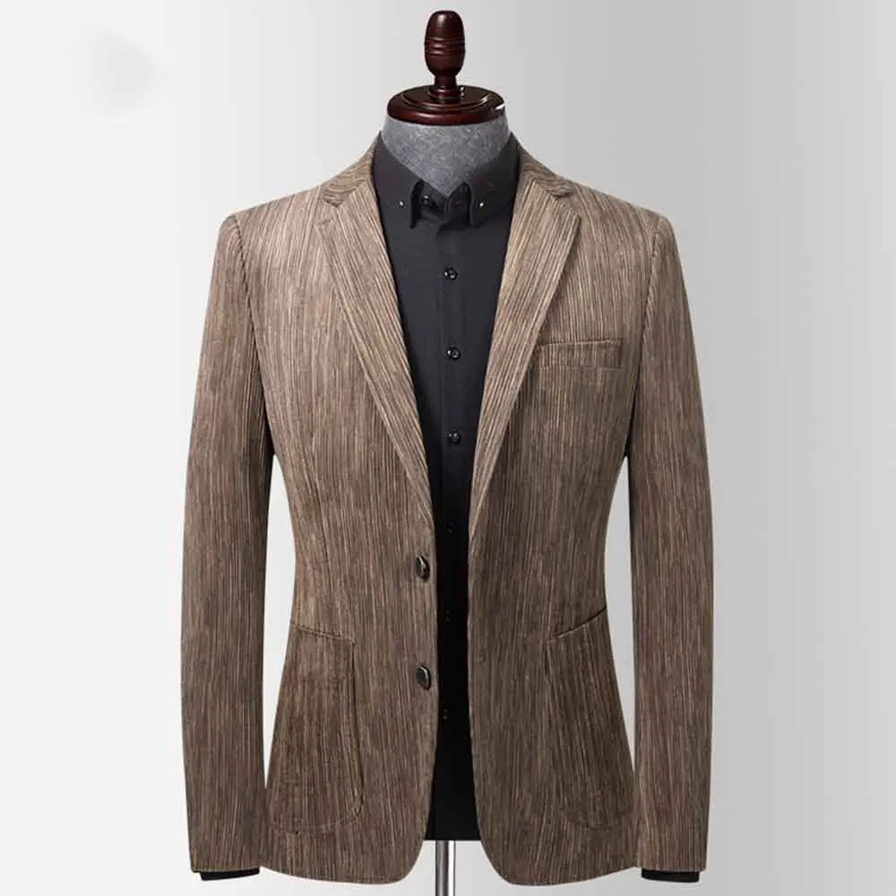 Corduroy Business Blazer Men Spring Autumn Vintage Mens Jackets Casual Slim Fit Suit Male Size Blazer Homme