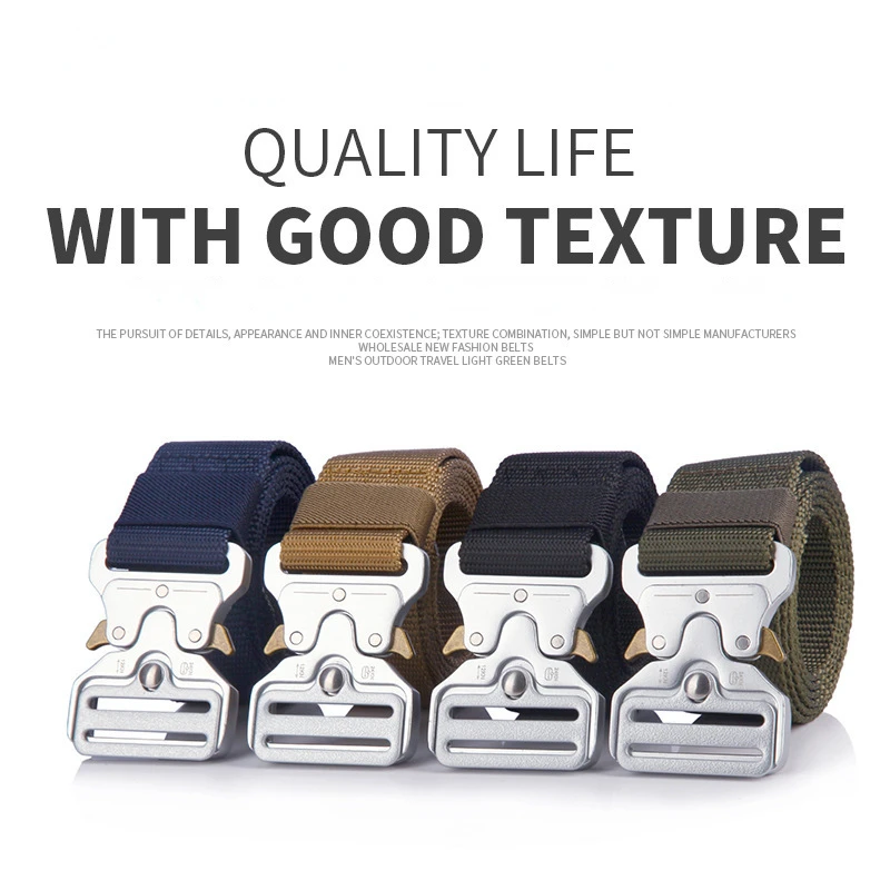 

Military Tactical Nylon Belt Men's Luxury Fashion Casual Versatile Jeans Silver Alloy Buckle Outdoor Sports Training Canvas Belt