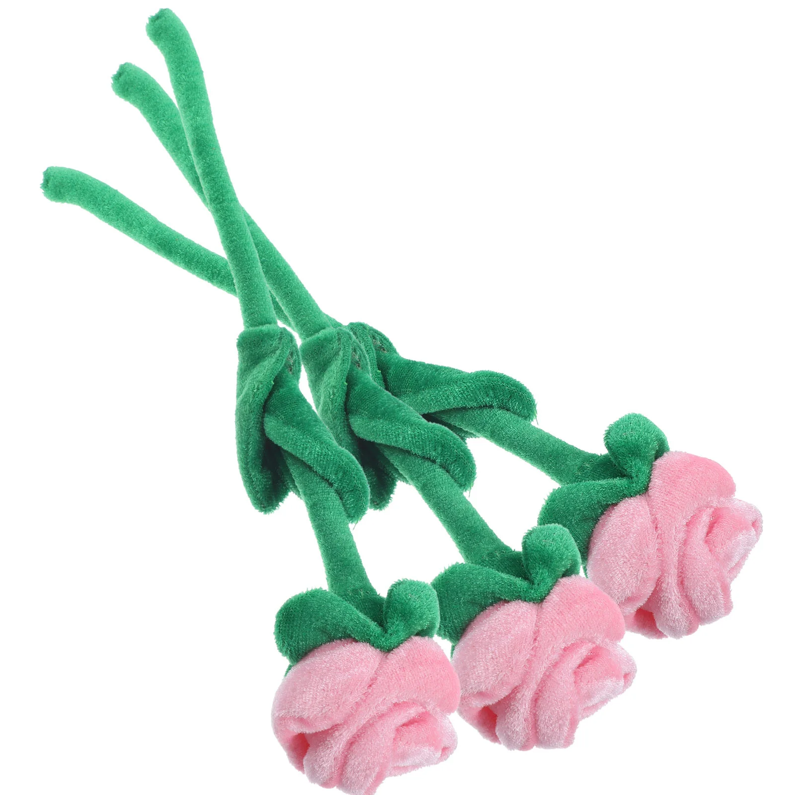 

3 Pcs Bend Plush Rose Scene Layout Bouquet Toy Stuffed Dogs Kids Flower Toys Supple Decor Child Faux