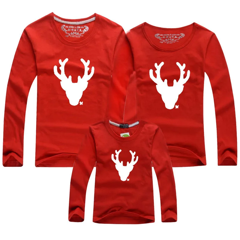 

Family Clothing Merry Xmas Mother Daughter Christmas Deer Family Matching Outfits Autumn Cotton Father Son Boys Women Girl Shirt