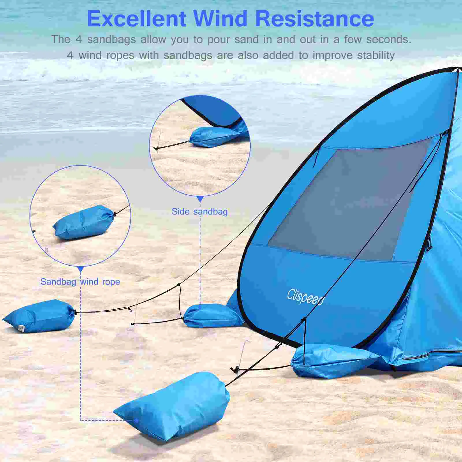 Clispeed Beach Tent Easy Sun Shelter 2 