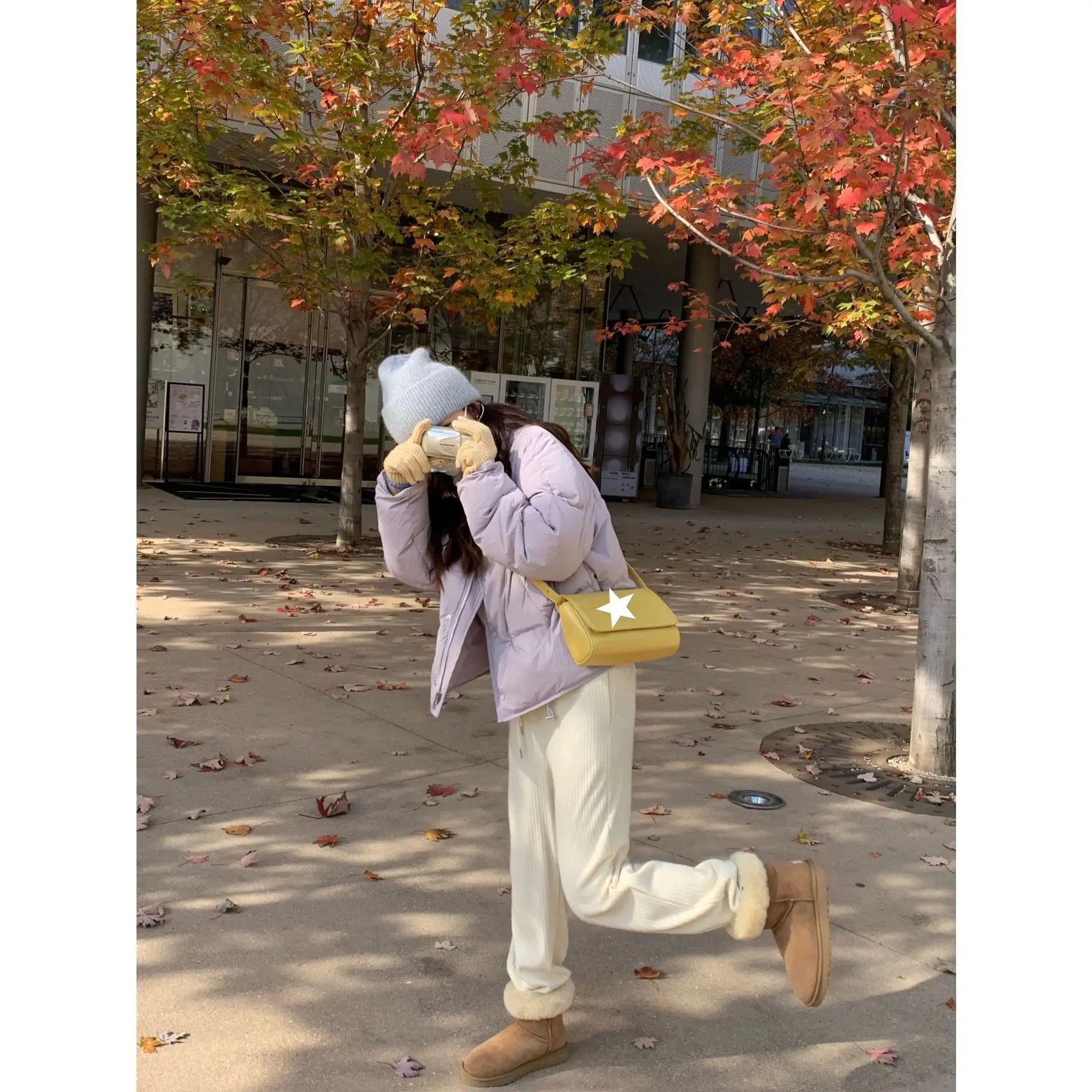 Taro purple short down jacket women's winter Korean version thick bread white duck down jacket