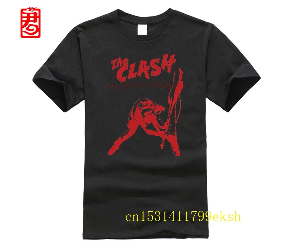 

Oversized t-shirt High Quality Black clash London Calling T-Shirt for Men Cool Rock Band Shirts Short Sleeve Leisure T Shirt