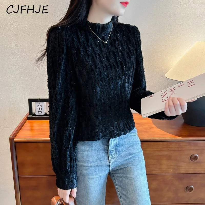 CJFHJE Новинка женская рубашка с французским бархатным низом универсальная