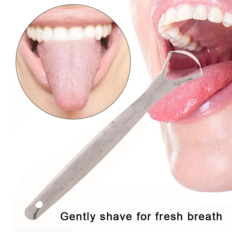 1pc Stainless Steel Tongue Scraper Bad Breath Removal Oral Care Tongue Cleaner Cleaning Brush