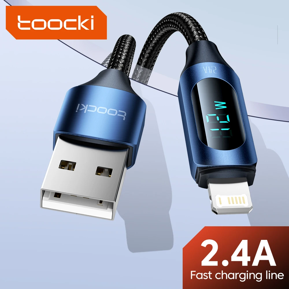 

Toocki 2.4A USB Cable For iPhone 14 13 Pro Max Fast Charger Charging Lightning Cable 2M USB Wire Cord For iPhone 12 11 X XR 8 7