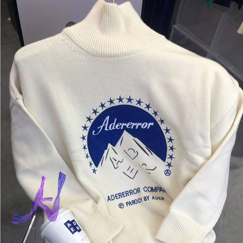 

Winter Ader Sweater High Quality Loose Embroidered Turtleneck Tops Iceberg Knit Print ADER ERROR Sweaters