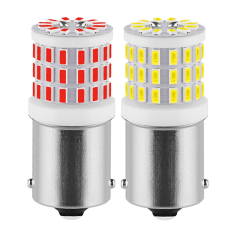 

10pcs Car LED Turn Signals Light S25 1156 BA15S 1157 BAY15D P21/5W Ceramics Brake Parking Lamp Bulb 3014 57SMD White Red DC12V