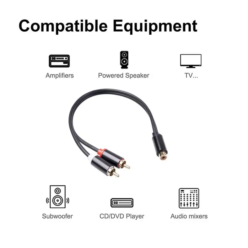 

30cm Male Adapter Cable Wire Portable Rca To Rca Adapter Office Accessories Rca Audio Cable Lightweight Black Gold-plated