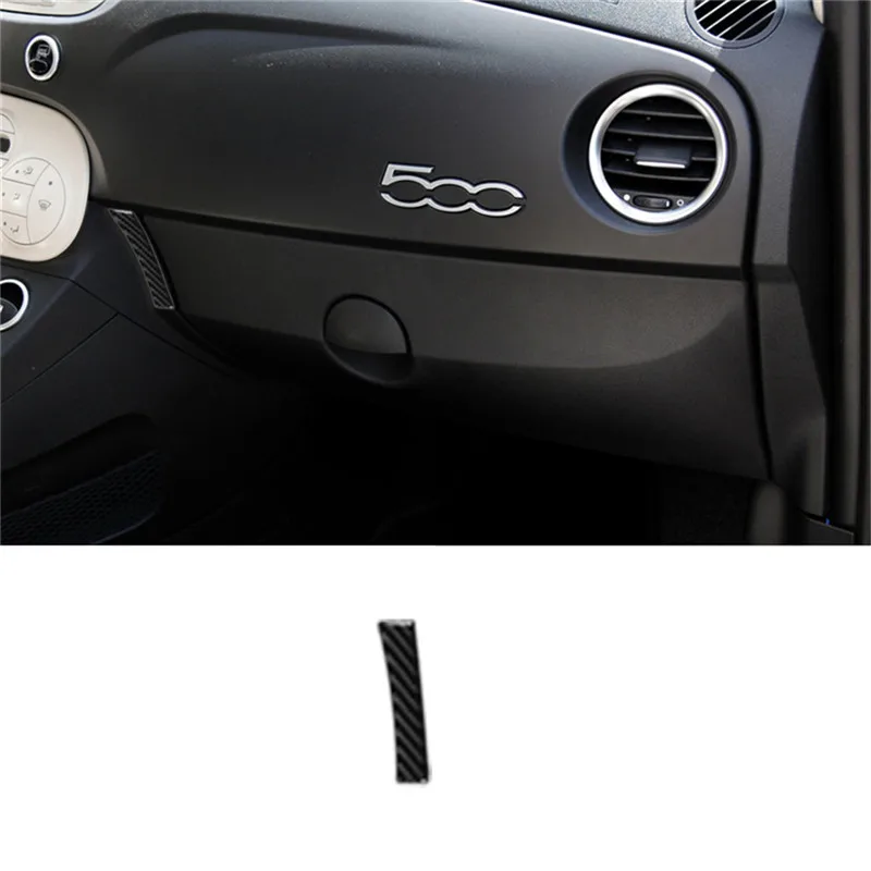 

Наклейки из углеродного волокна для Fiat 500, 2012, 2013, 2014, 2015, слева от чехла перчаточного ящика, отделка салона автомобиля, декоративные аксессуары
