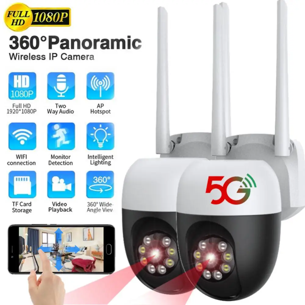 

Ip-камера видеонаблюдения Hd Ptz, беспроводная Ip-камера с функцией ночного видения и двухсторонним аудио, с функцией отслеживания человеческог...