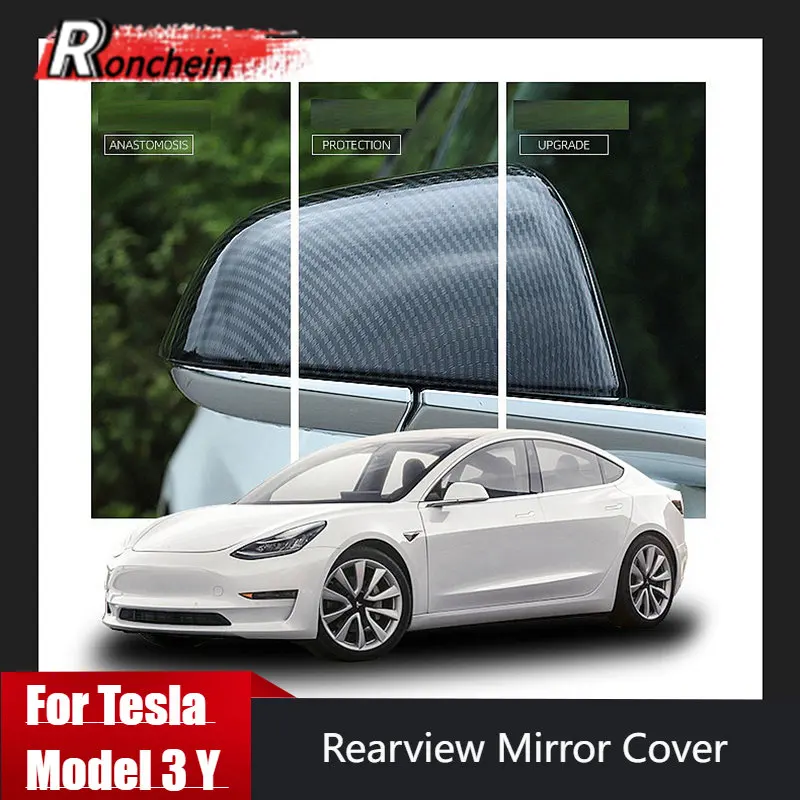 

Tesla Model 3 Model Y Vehicle Rearview Mirror Cover Carbon Fiber Pattern ABS Door Side Rear View Mirror Shell Replacement