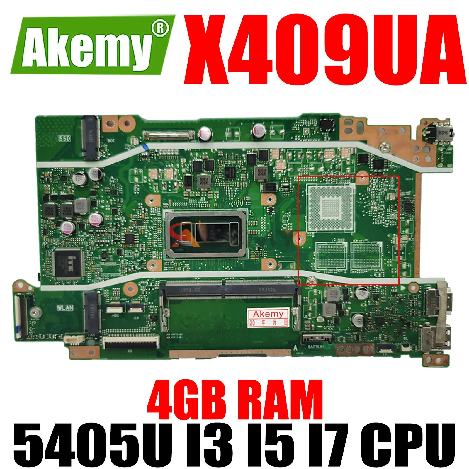

X409UA Motherboard 5405U I3 I5 I7 CPU 4GB RAM UMA for ASUS Vivobook X409 X409U X409UJ F409U A409U Laptop Motherboard Mainboard