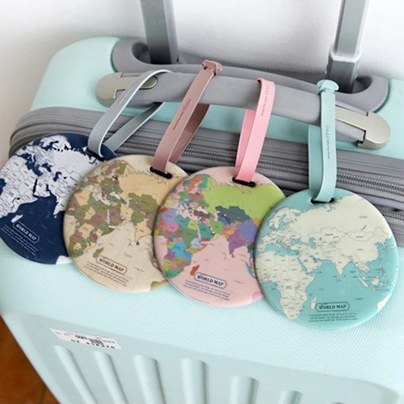 

1PCS Portable Label Suitcase ID Address Holder Baggage Boarding Tag Fashion Map Luggage Tag Women Travel Accessories