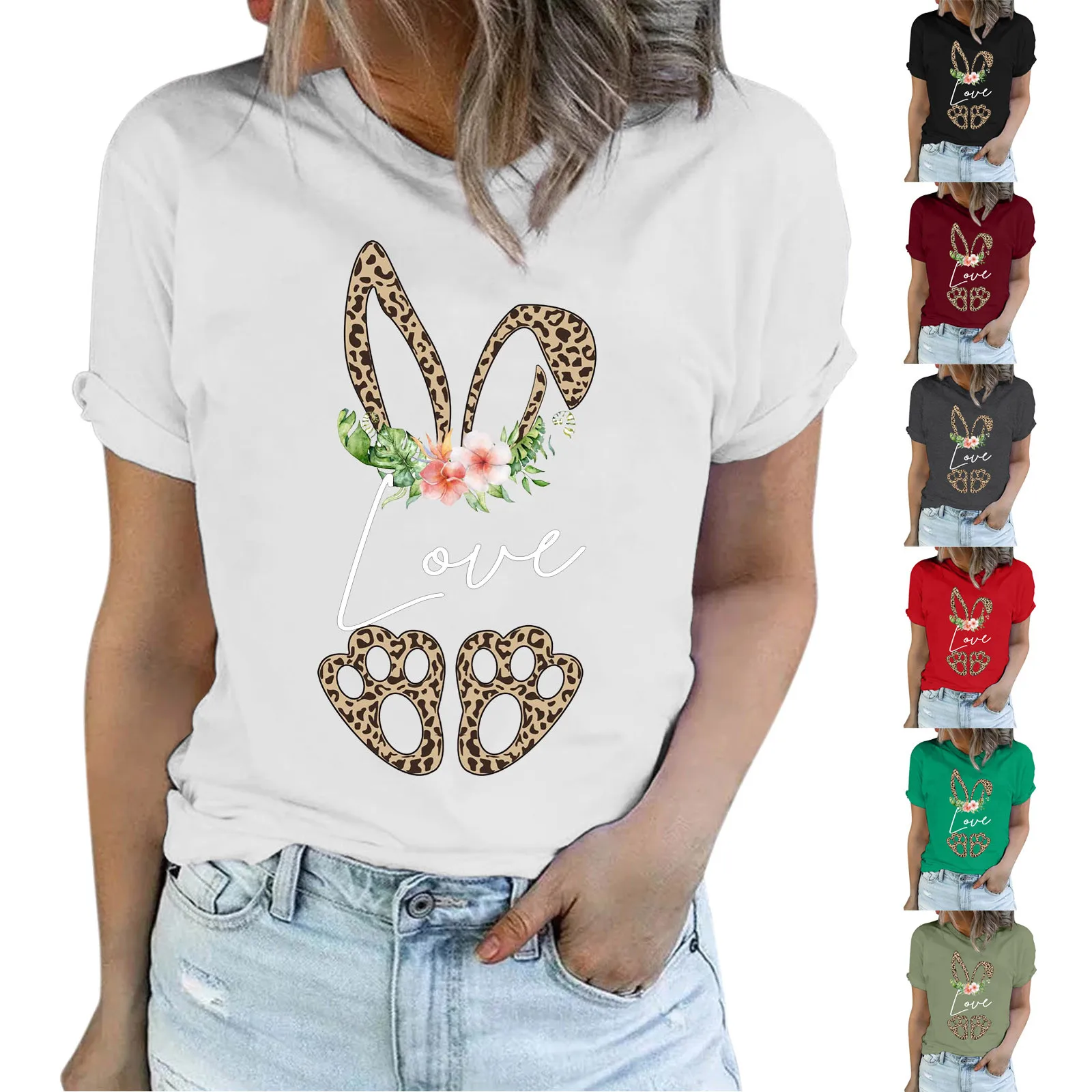 

Women's Easter Day Letter Print Fashion Top Shirt Short Sleeve Round Shirts Long Sleeved Women's Long Sleeved Shirts Women Top