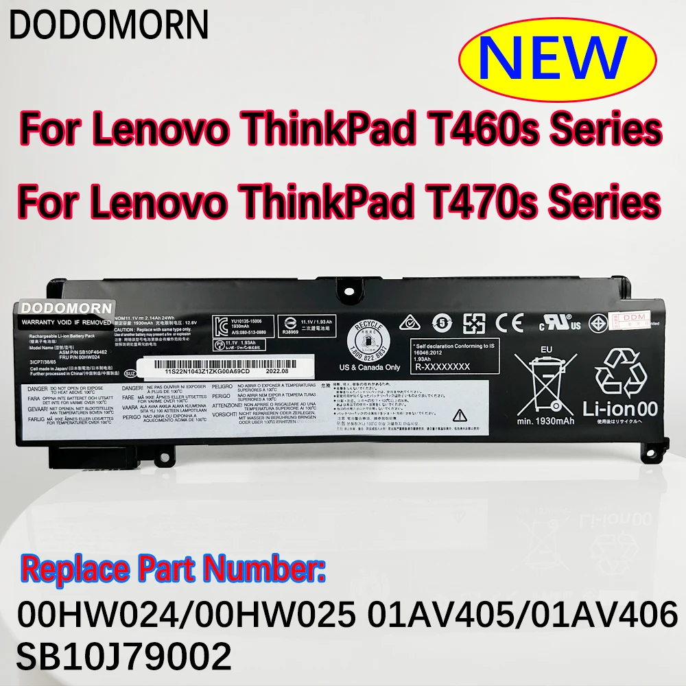 

DODOMORN New 00HW024 01AV405 01AV406 00HW025 SB10J79002 Battery For Lenovo ThinkPad T460S T470S Series With Tracking Number