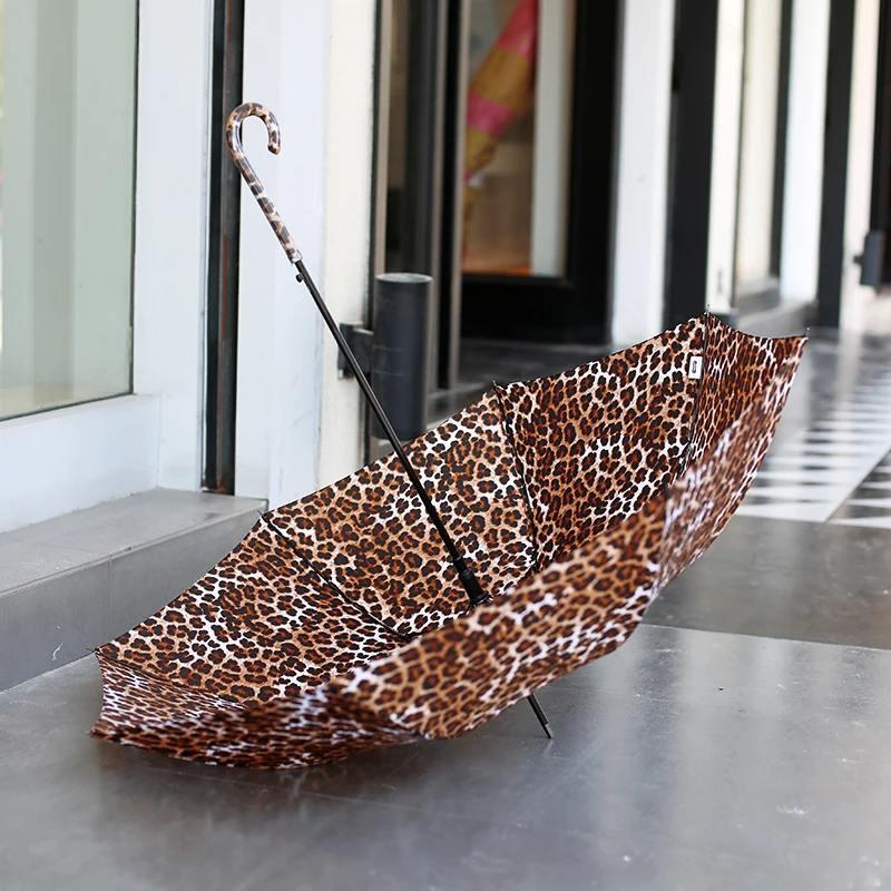 Модный женский зонт с леопардовым принтом парашютный Зонт длинной ручкой