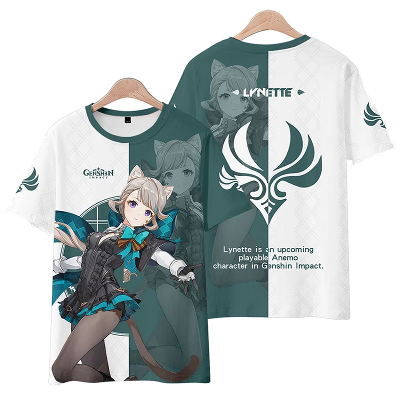 

Anime Game Genshin Impact Lynette 3D Print T-Shirts Women Men Summer Fashion O-neck Short Sleeve Funny Tshirt Graphic Tees