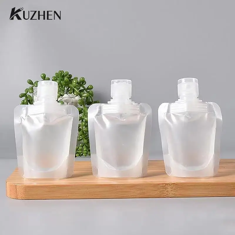 

Transparent Clamshell Packaging Bag Plastic Stand Up Spout Pouch Portable Travel Fluid Makeup Packing Bag for Lotion Shampoo