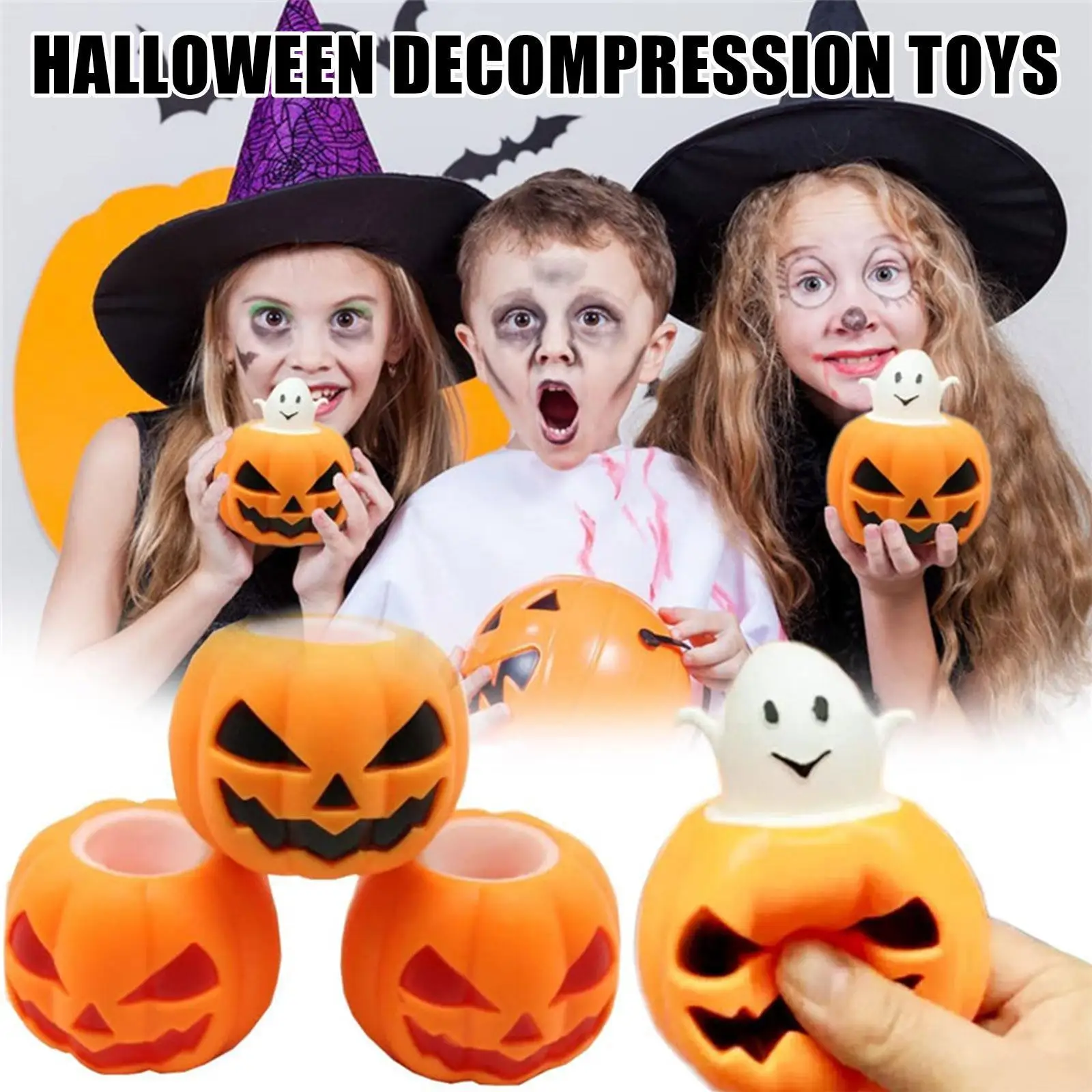 

Cute Decompression Pumpkin Head Stress Ball Relieve Stress Fidget Toys For Child Adults Squeeze Sensory Toys For Halloween B3N6