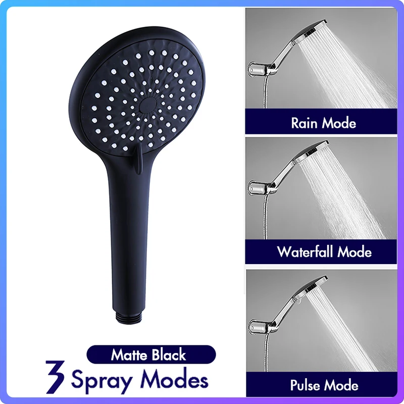 

Shower Head Water Saving Black 5 Mode Adjustable High Pressure Shower One-key Stop Water Massage Eco Shower Bathroom Accessories