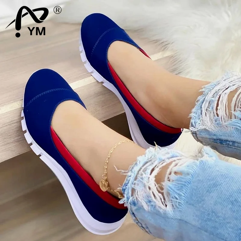 

New Ladies Handmade Solid Color Women Shoes Classic Casual Flat Heel Shoes Comfortable Non-slip Fashion Sneakers