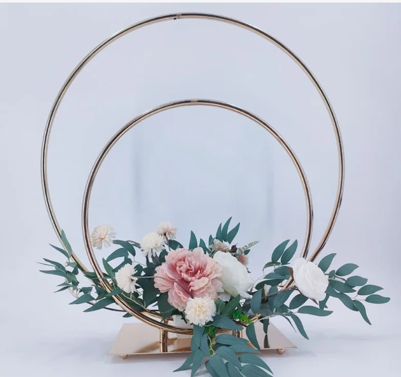 

Fashion Simple Wedding Hotel Stage Table Centerpieces Flower Rattan Stand Floral Vase Holder Ornament Display Ring Circle Arch