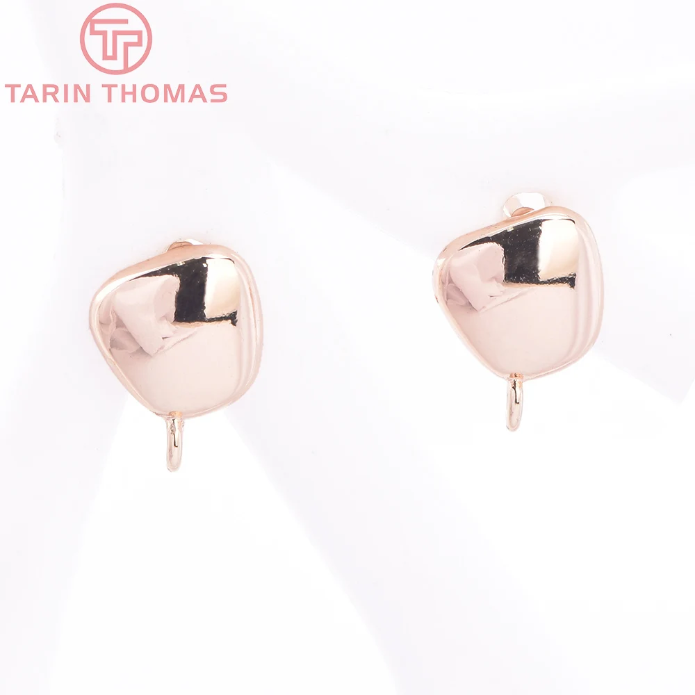 (8822) 6 шт. 7 5x10 мм латунные серьги-гвоздики неправильной формы цвета 24-каратного