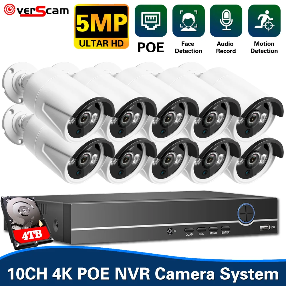 

XMEYE 4K 10CH POE NVR Security Camera System Outdoor Wateproof 5MP IP Bullet Camera Video Surveillance Kit 8CH CCTV System Set