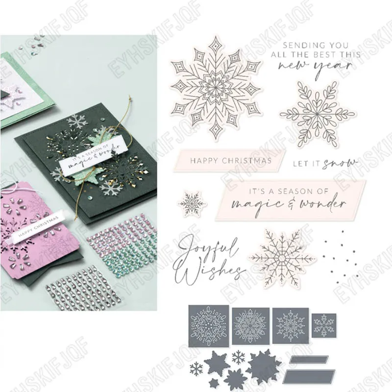 

Square Snowflake Stamps And Dies New Arrival 2022 Scrapbook Diary Decoration Stencil Embossing Template Diy Greeting Card