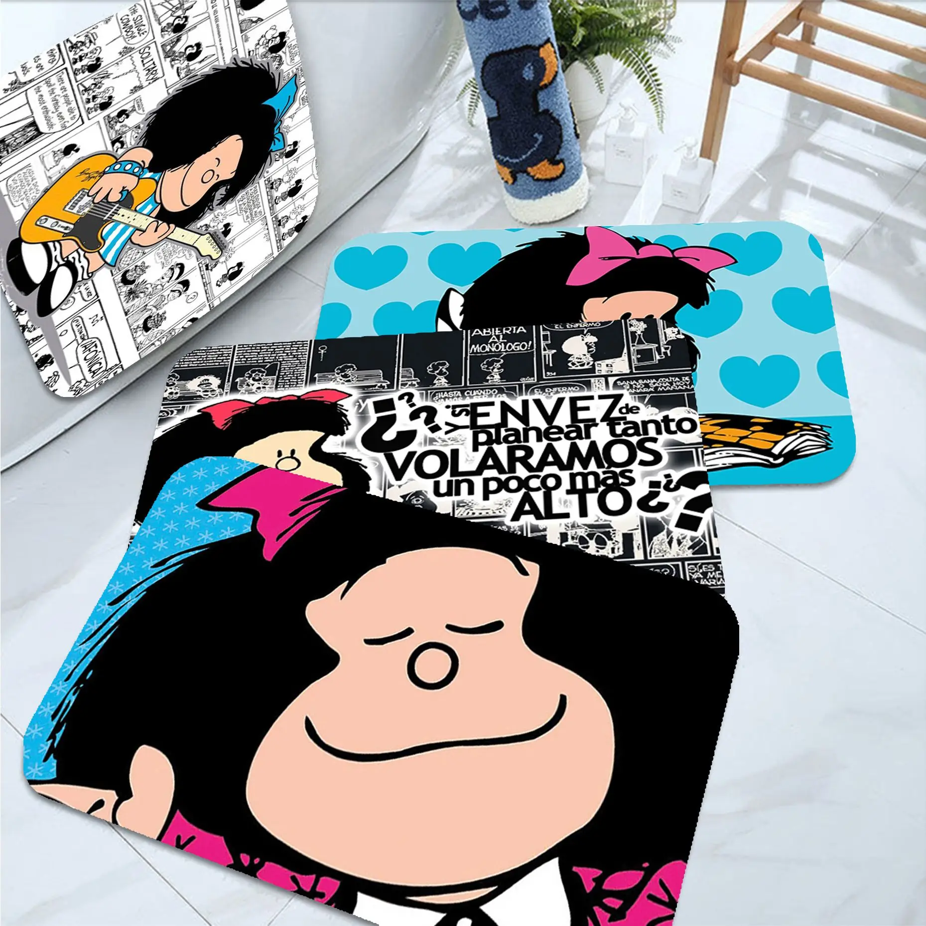 

Mafalda Girl Kitchen Mat Nordic Style Home Doormat Bathroom-Toilet Mats Bedroom Welcome Rug