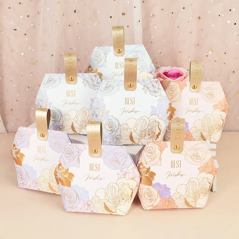 

5Pcs Wedding Candy Cookie Bag With Handle Gifts Packaging Bags Wedding Favor Decoration Baby Shower Birthday Party Supplies